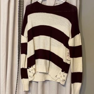 Maroon and white striped sweater from Kohl’s